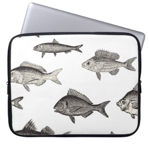 Seamless vintage fish patternvintage, fish, patter laptop sleeve