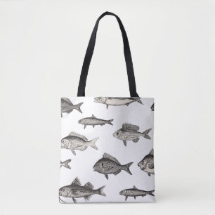 Seamless vintage fish patternvintage, fish, patter tote bag