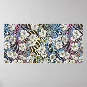Seamless Vintage floral pattern. Flowers field on  Poster