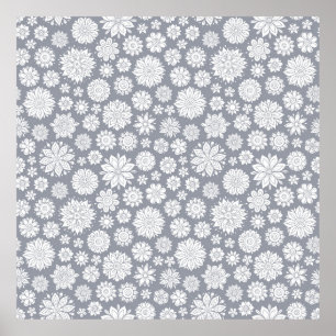 Seamless vintage floral pattern, spring/summer ba poster