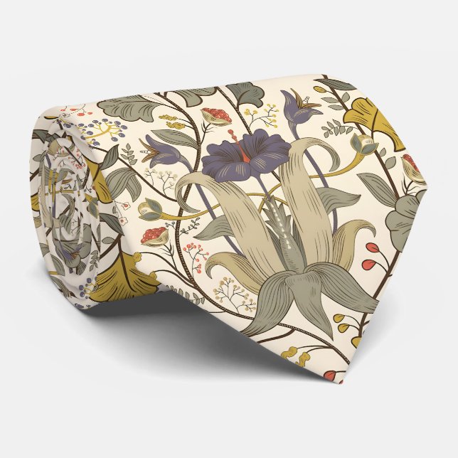Seamless vintage floral pattern tie (Rolled)