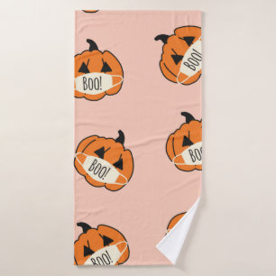 Seamless vintage Halloween Pumpkin. Pumpkins weari Bath Towel