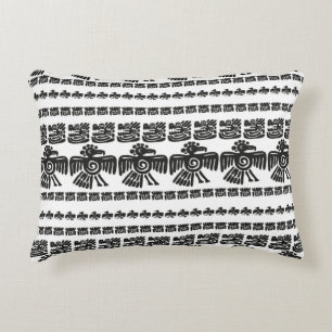 Seamless vintage maya pattern. Black and white eth Decorative Cushion