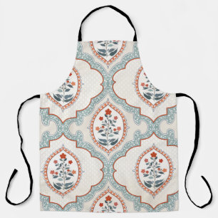 Seamless vintage ornament with flower branches apron