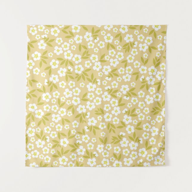 Seamless vintage pattern abstract. Cute white flow Tapestry (Front)