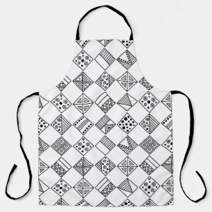 Seamless vintage pattern. Black and white geometri Apron
