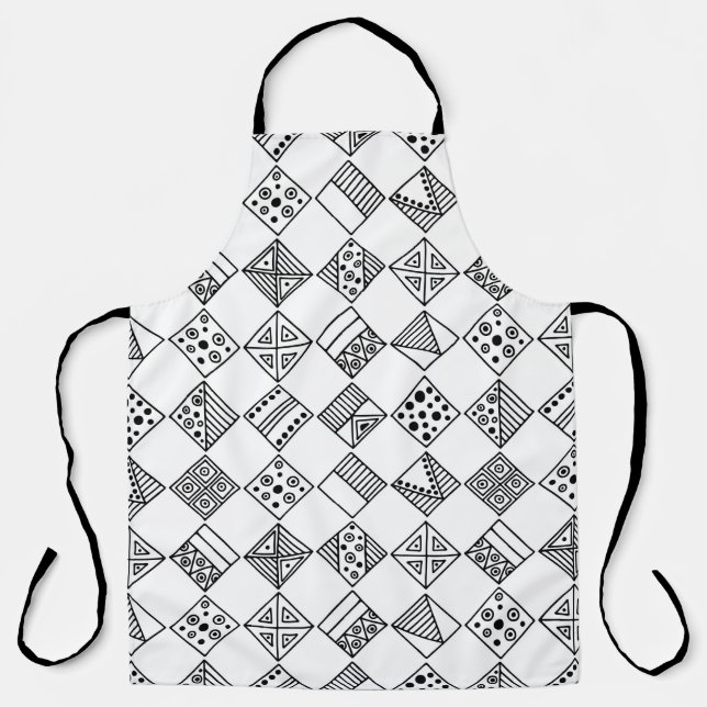 Seamless vintage pattern. Black and white geometri Apron (Front)