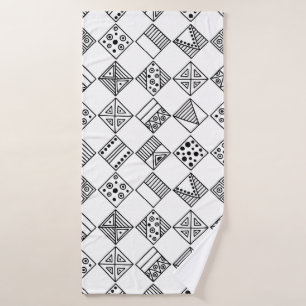 Seamless vintage pattern. Black and white geometri Bath Towel