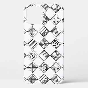 Seamless vintage pattern. Black and white geometri iPhone 12 Case