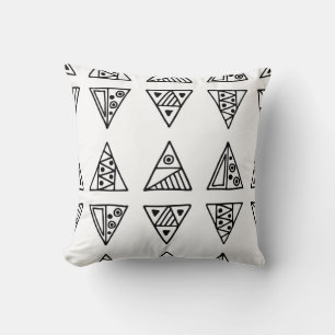 Seamless vintage pattern. Black and white geometri Cushion