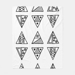 Seamless vintage pattern. Black and white geometri Fleece Blanket