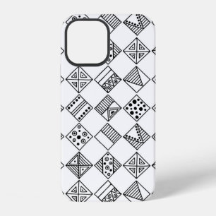 Seamless vintage pattern. Black and white geometri iPhone 12 Case