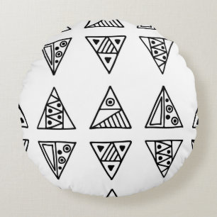 Seamless vintage pattern. Black and white geometri Round Cushion