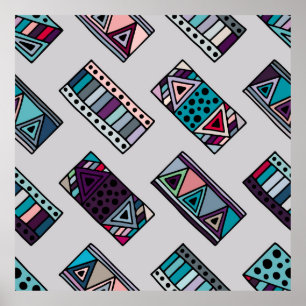 Seamless vintage pattern. geometrical background w poster