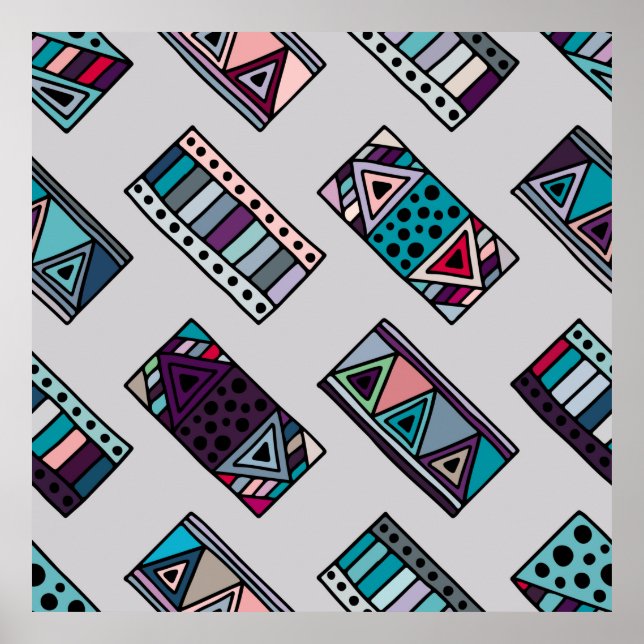 Seamless vintage pattern. geometrical background w poster (Front)