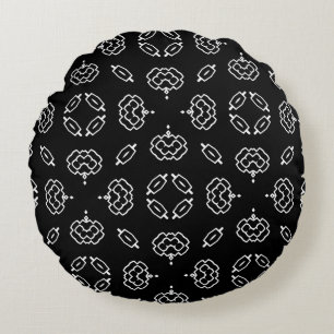 Seamless vintage pattern in geometric ornamental s round cushion