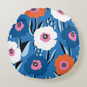 Seamless vintage pattern large red white and blue round cushion