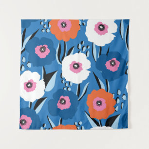 Seamless vintage pattern large red white and blue tapestry