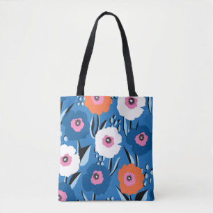 Seamless vintage pattern large red white and blue tote bag
