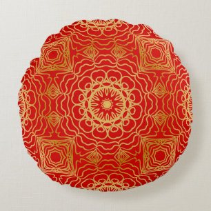 Seamless vintage pattern with abstract floral and round cushion