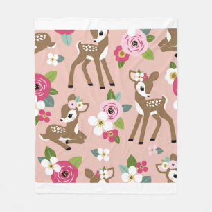 Seamless vintage pattern with cute vintage fawn on fleece blanket