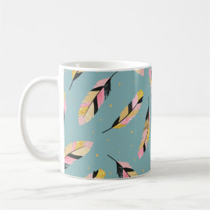 Seamless vintage pattern with decorative feathers. coffee mug