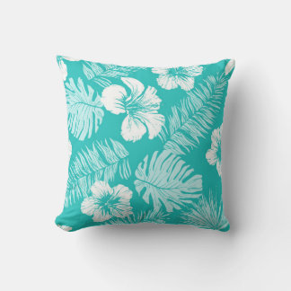 Seamless vintage pattern with leaves of tropical p cushion