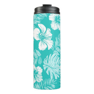 Seamless vintage pattern with leaves of tropical p thermal tumbler