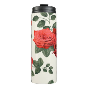 Seamless vintage pattern with roses thermal tumbler