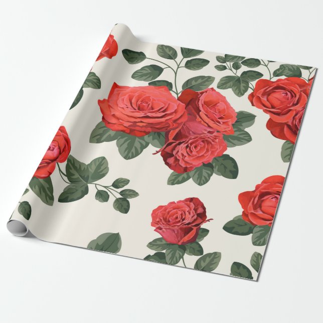 Seamless vintage pattern with roses wrapping paper (Unrolled)