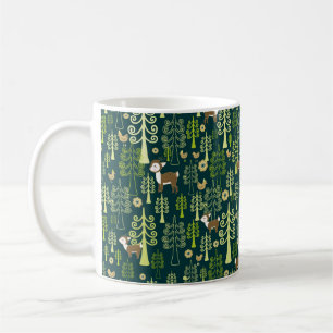 Seamless vintage pattern with spruce trees, fawn d coffee mug