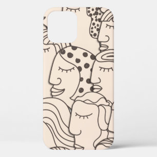 Seamless Vintage pattern with women faces iPhone 12 Case