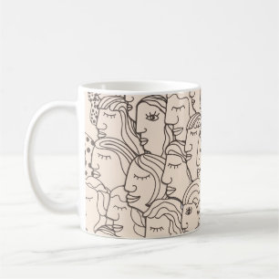 Seamless Vintage pattern with women faces Coffee Mug