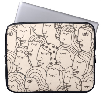 Seamless Vintage pattern with women faces Laptop Sleeve