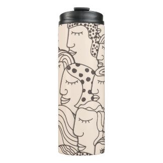 Seamless Vintage pattern with women faces Thermal Tumbler