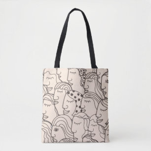 Seamless Vintage pattern with women faces Tote Bag