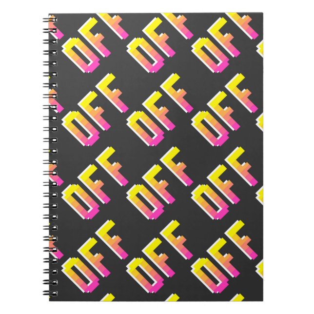 Seamless vintage pixel off signs pattern. Outline  Notebook (Front)