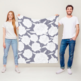 Seamless Vintage Rose Fleece Blanket