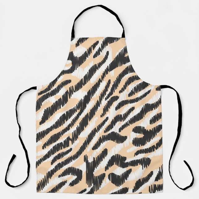 Seamless vintage scribble zebra leopard fur patter apron (Front)