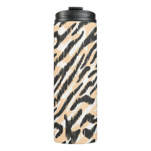 Seamless vintage scribble zebra leopard fur patter thermal tumbler