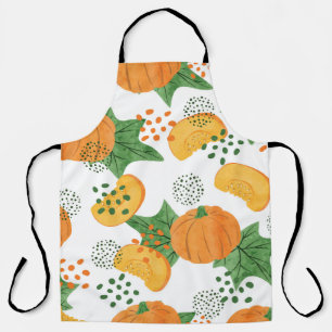 Seamless vintage watercolor pumpkin pattern. Veget Apron