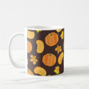 Seamless vintage watercolor pumpkin pattern. Veget Coffee Mug