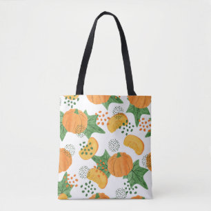 Seamless vintage watercolor pumpkin pattern. Veget Tote Bag