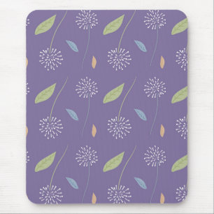 Seamless Violet Floral Print Mouse Pad