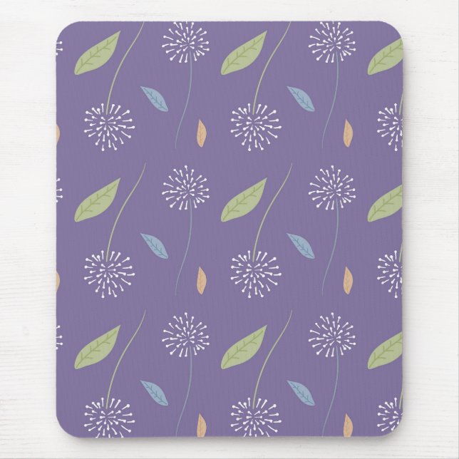 Seamless Violet Floral Print Mouse Pad (Front)