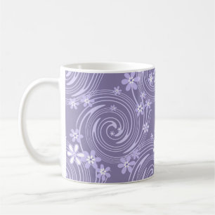 Seamless violet swirl lavander colour flowers coffee mug