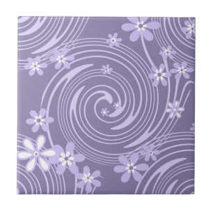 Seamless violet swirl lavander colour flowers flor ceramic tile