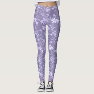 Seamless violet swirl lavander colour flowers flor leggings