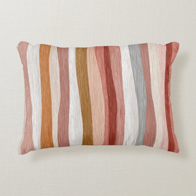 Seamless Warm Neutral Vertical Stripe Design Decorative Cushion (Front)