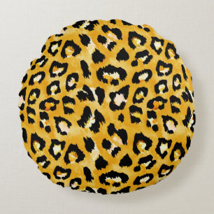 Seamless watercolor animal print pattern round cushion